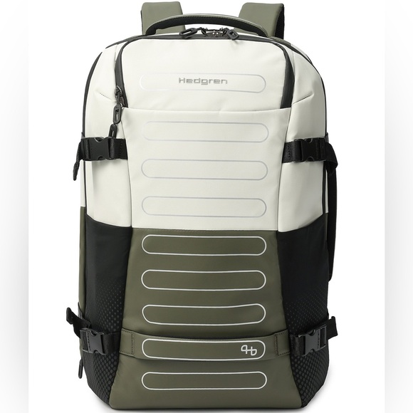 Hedgren Trip Large Expandable Performance Travel Backpack in Olive/Natural - Picture 2 of 6